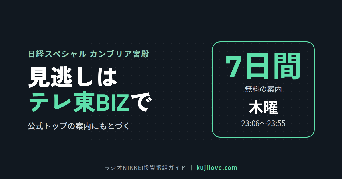 カンブリア宮殿の見逃し配信の見方を示す見出し画像