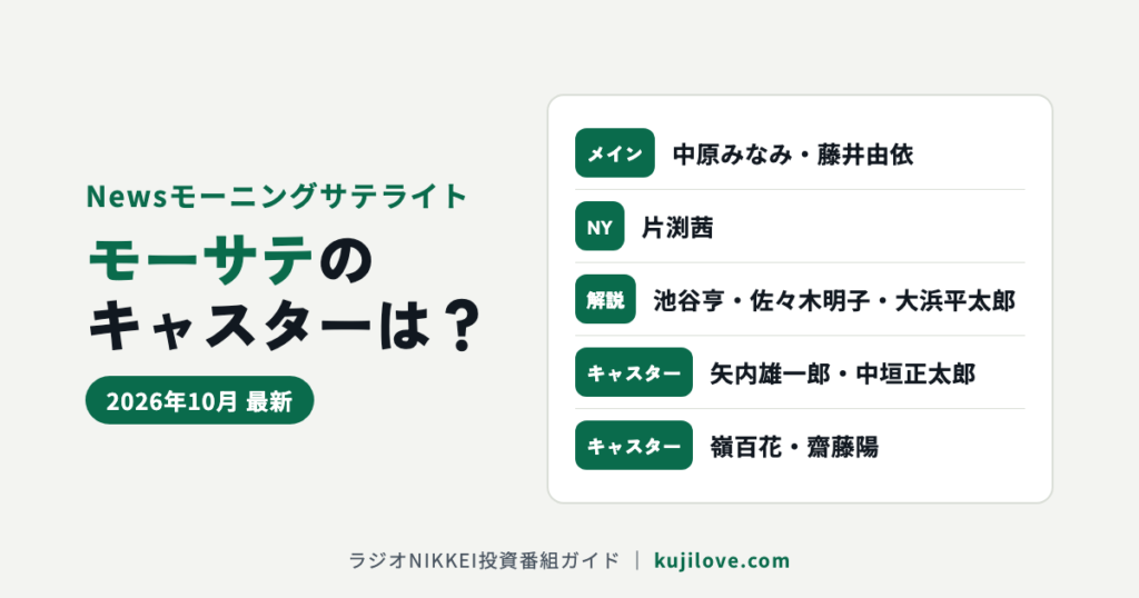 モーサテのキャスター一覧(メイン・NY・解説・キャスター)